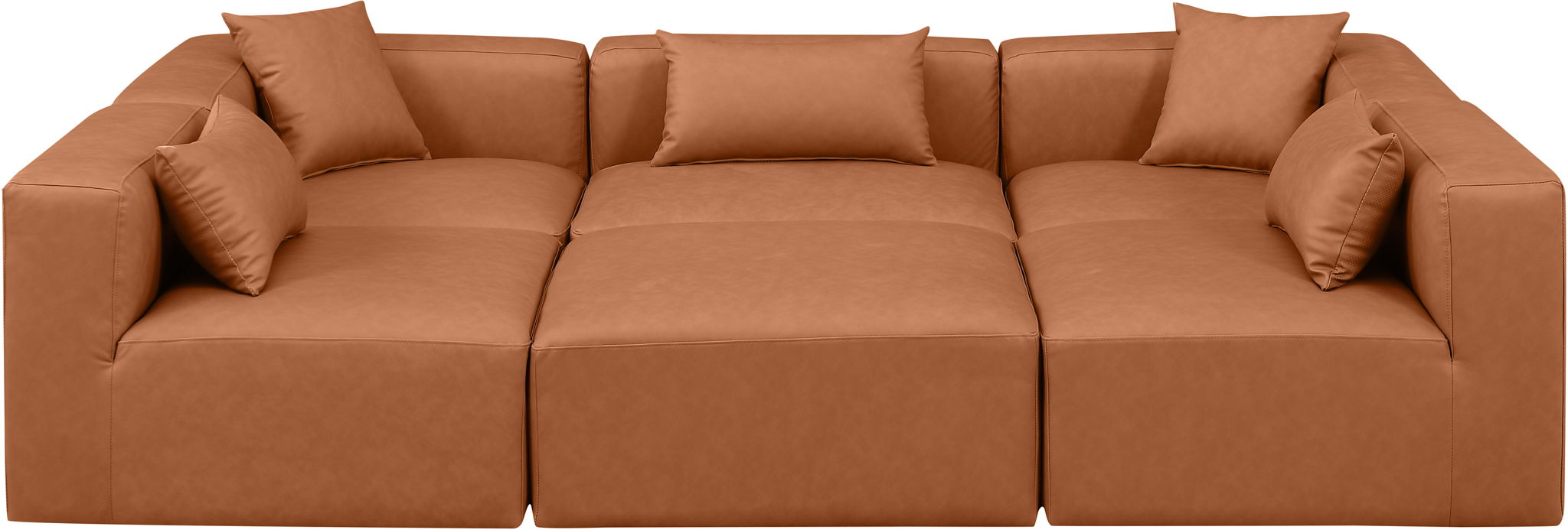 Cube - 6 Piece Modular Sectional - Cognac - Simple Home Plus