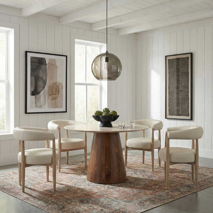Sable - Vegan Leather Upholstered Dining Chair (Set of 2) - Painted Natural Base - Simple Home Plus