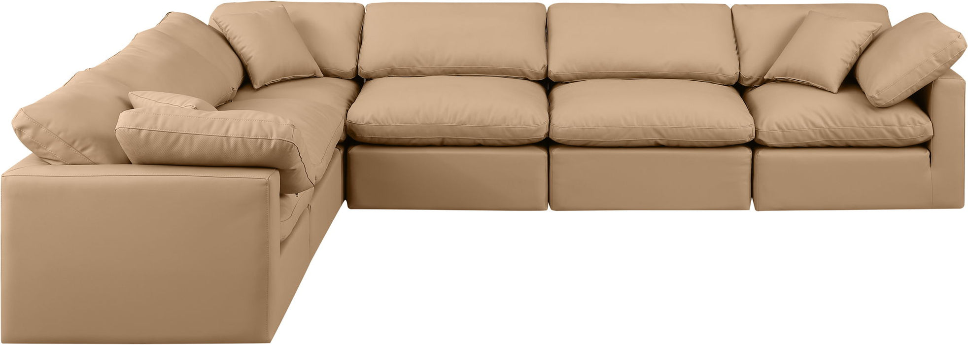 Indulge - Faux Leather 6 Piece Modular Corner Sectional - Tan - Simple Home Plus