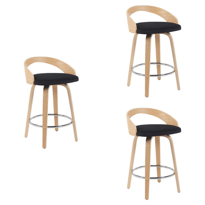 Sonia - Modern Swivel Counter Height Bar Stool - Patterned Oak Wood Finish - Simple Home Plus