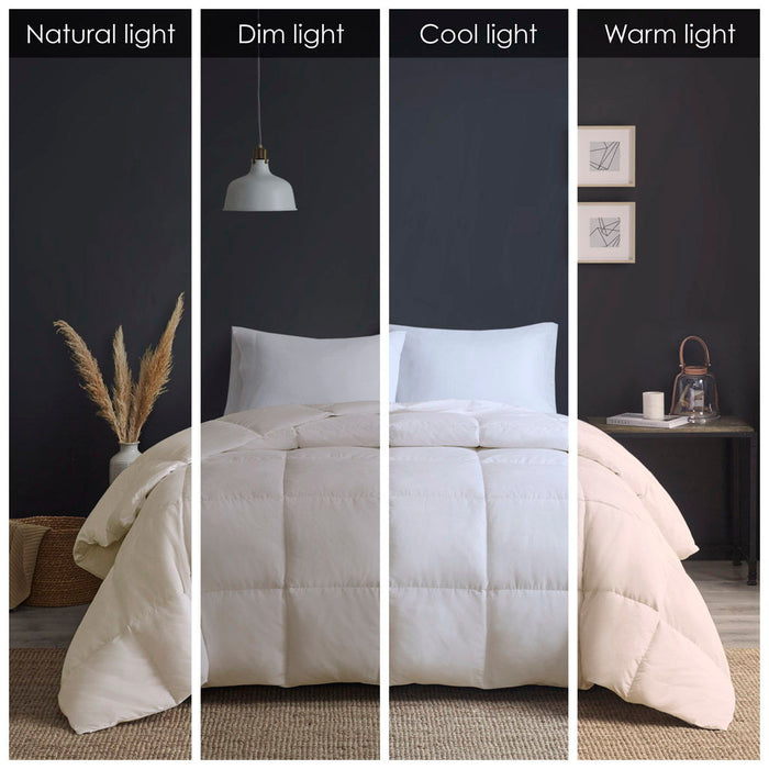 Heavy Warmth - Goose Feather and Down Oversize King Comforter - Cream - Simple Home Plus