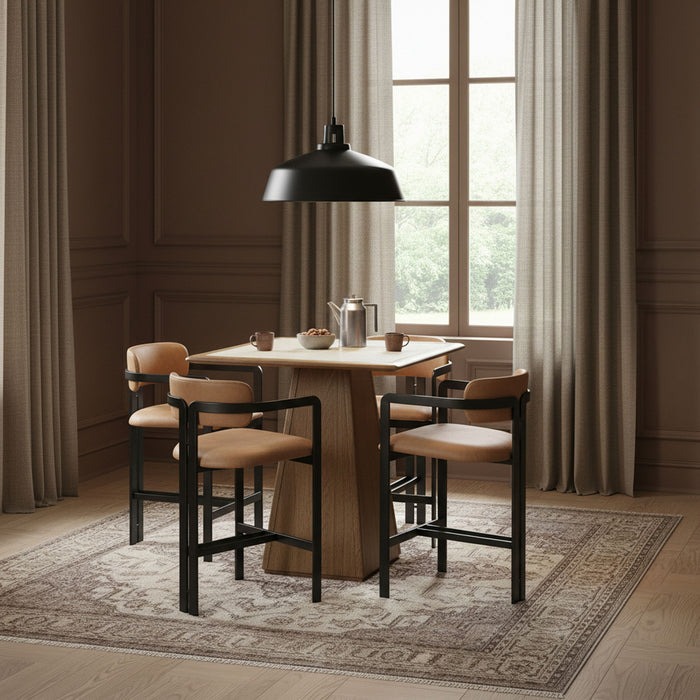 Aurum - Vegan Leather Upholstered Counter Stool With Graphite Black Base - Simple Home Plus