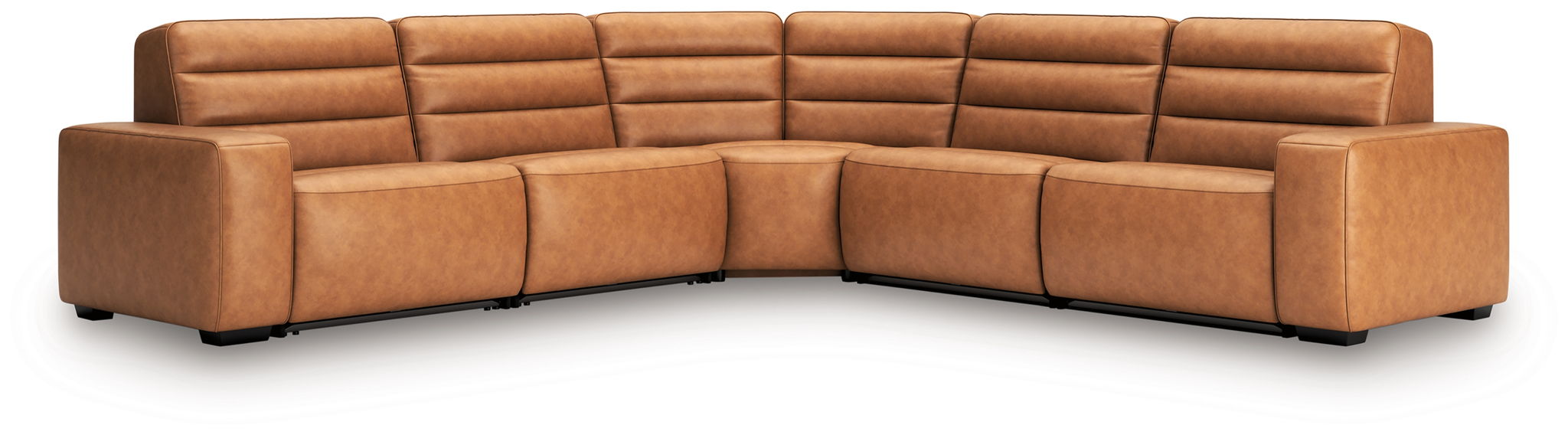 Modero - 5-Piece Power Reclining Sectional With 2 Armless Power Recliners - Toffee - Simple Home Plus