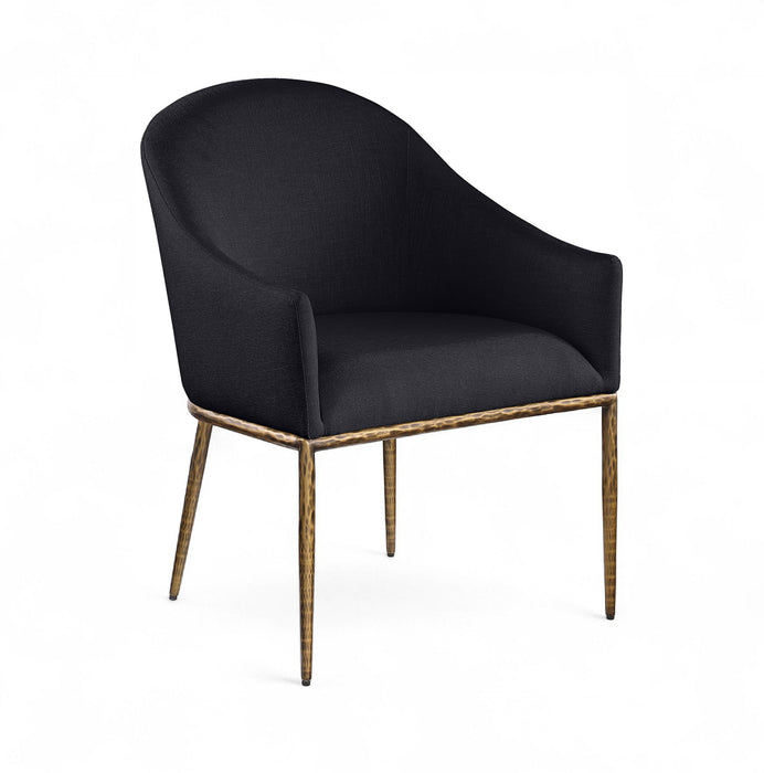 Ferro - Upholstered Dining Arm Chair With Brushed Gold Legs - Simple Home Plus