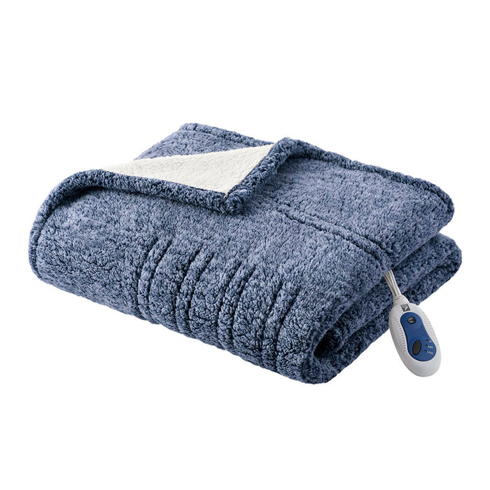 Marbled Sherpa - Heated Throw - Blue - Simple Home Plus