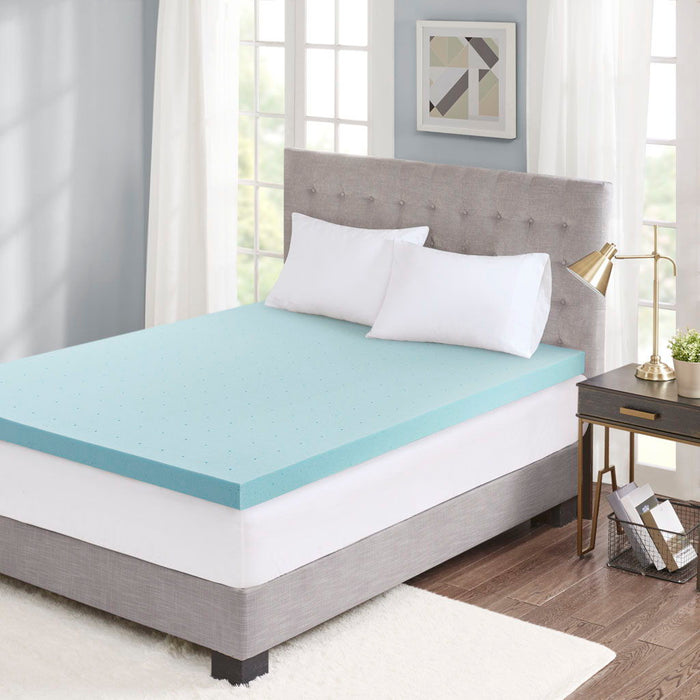 Queen Gel Memory Foam With Cooling Cover Hypoallergenic Mattress Topper - White - Simple Home Plus