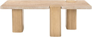 Ravenna - Genuine Fabric Travertine And Oak Wood Table - Simple Home Plus