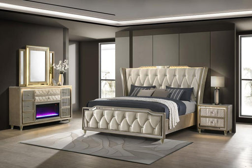 Lorient - Bedroom Set With LED Flame Box Dresser - Simple Home Plus