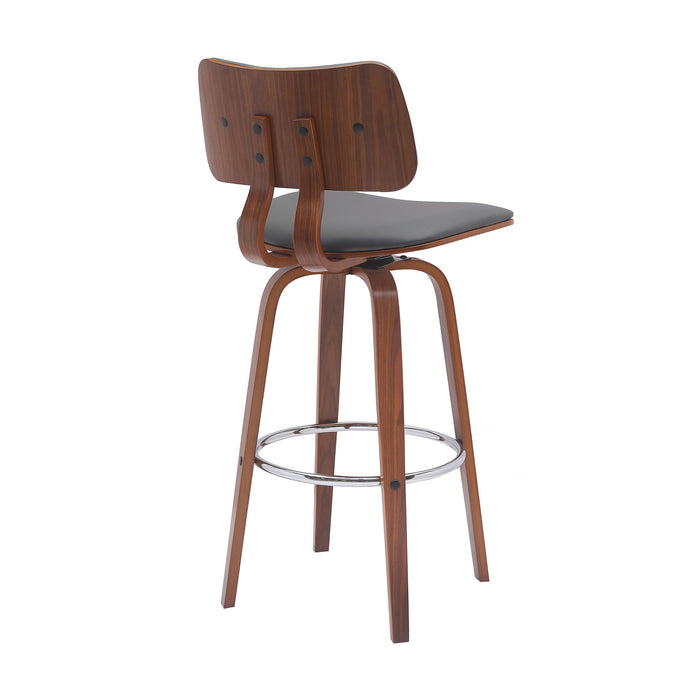 Pico - Swivel Walnut Wood Faux Leather Stool - Simple Home Plus
