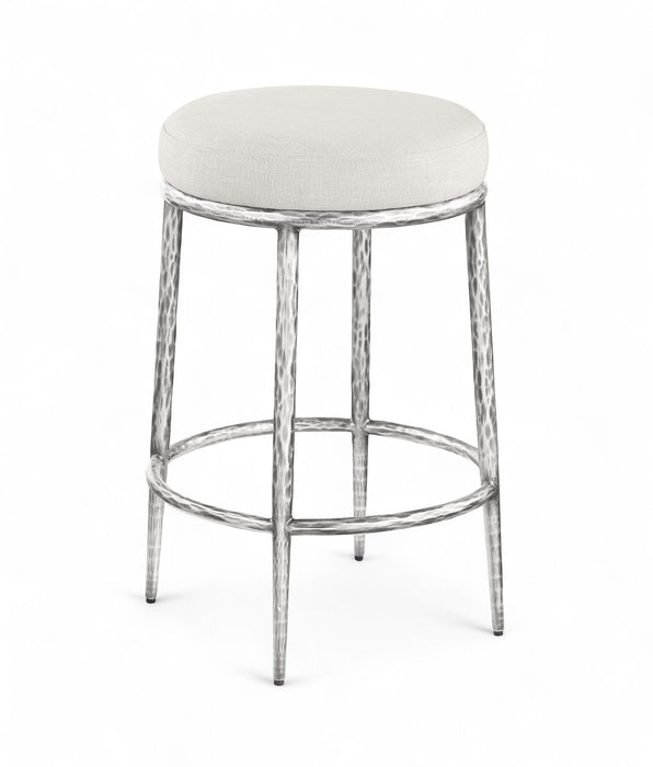 Ferro - Upholstered Backless Counter Stool With Brushed Silver Base - Simple Home Plus