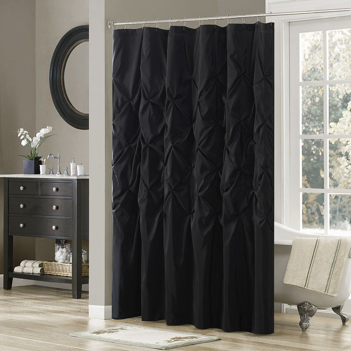 Laurel - Tufted Semi-Sheer Shower Curtain - Black - Simple Home Plus