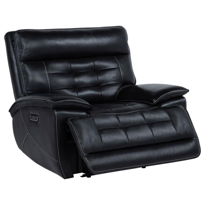 Hewitt - Leather Upholstered Dual Power Recliner Chair - Black - Simple Home Plus