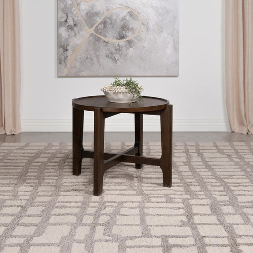 Cota - Round Solid Wood End Table - Dark Brown - Simple Home Plus