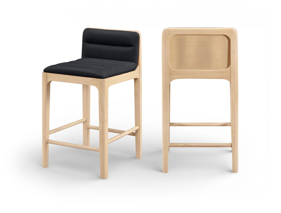 Ellis - Vegan Leather Upholstered Counter Stool (Set of 2) - Natural Base - Simple Home Plus