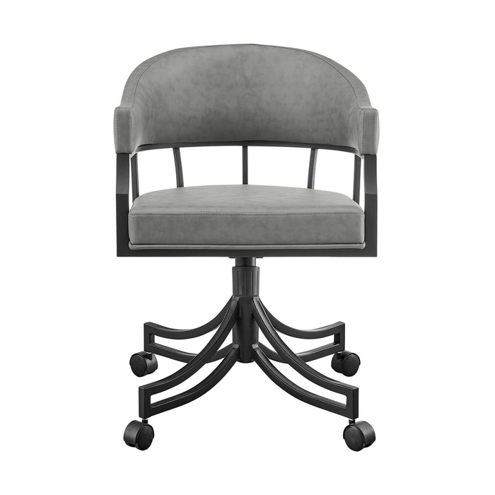 Tibet - Swivel Rolling Dining Chair - Matte Black / Vintage Gray - Simple Home Plus