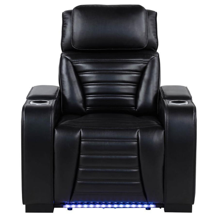 Zuma - Faux Leather Upholstered Dual Power LED Recliner - Black - Simple Home Plus