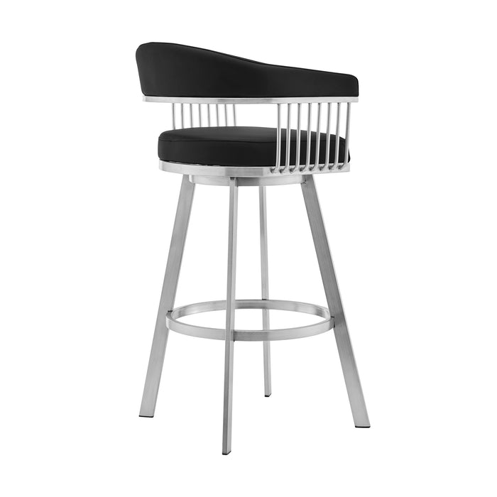Bronson - Faux Leather And Brushed Stainless Steel Swivel Bar Stool