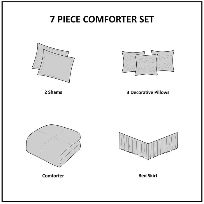 Palmer - King Piece Comforter (Set of 7) - Purple - Simple Home Plus