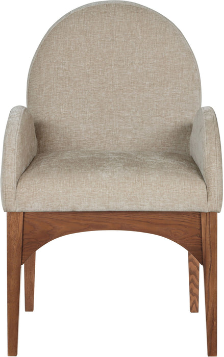 Waldorf - Chenille Dining Arm Chair With Brown Legs - Simple Home Plus