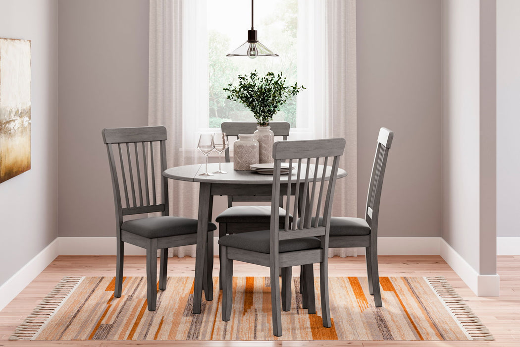 Shullden - 5 Pc. - Drop Leaf Table, 4 Side Chairs - Gray - Simple Home Plus