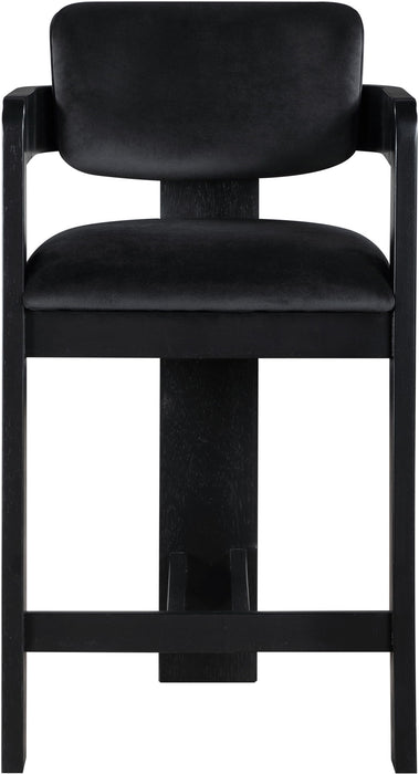 Sacha - Velvet Stool With Black Base - Simple Home Plus