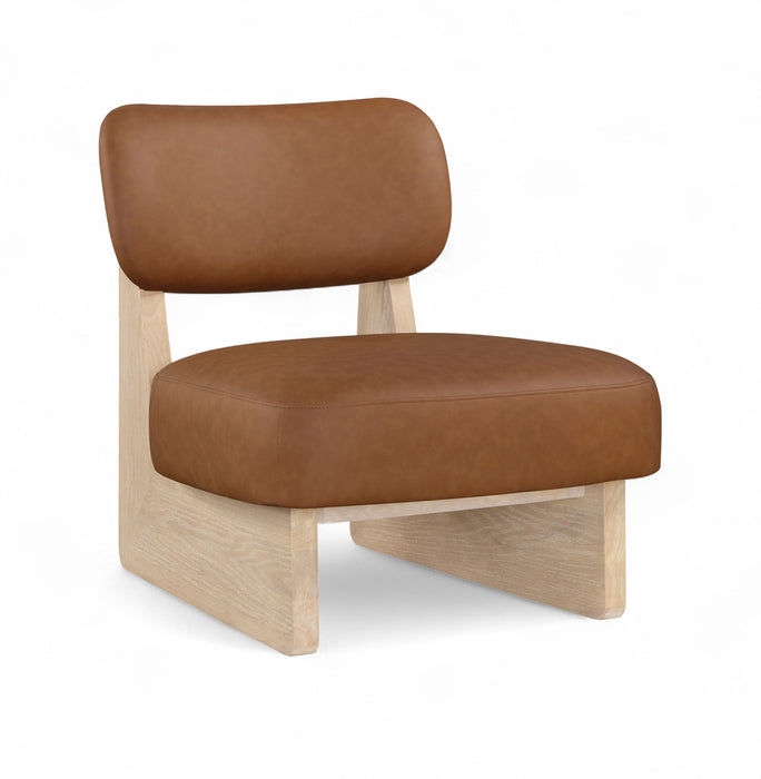 Vetra - Vegan Leather Upholstered Accent Chair With Natural Base - Simple Home Plus