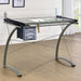 Melo - Glass Top Drafting Table With Storage - Silver - Simple Home Plus