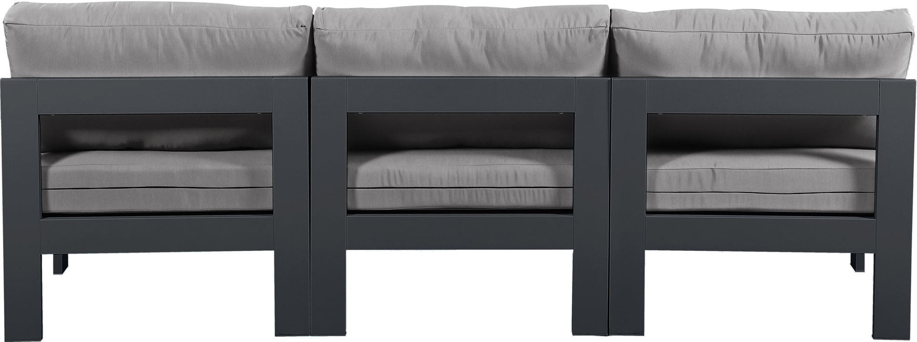 Nizuc - Outdoor Patio 3 Seat Armless Modular Sofa With Gray Frame - Simple Home Plus