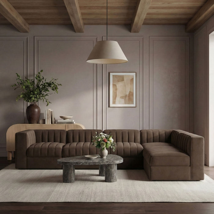 Rummi - Velvet Performance Fabric Upholstered 6 Piece Modular Sectional - Simple Home Plus