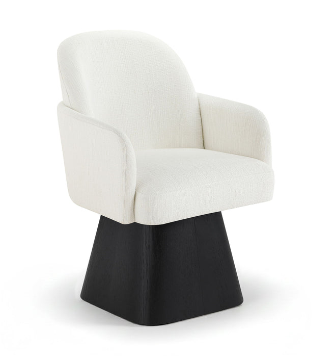 Marlowe - Linen Textured Fabric Upholstered Swivel Dining Arm Chair - Stained Black - Simple Home Plus
