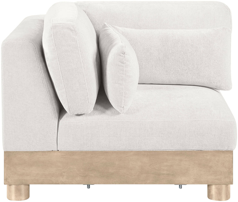 Turin - Chenille Fabric Upholstered Modular Corner Chair - Natural Base - Simple Home Plus