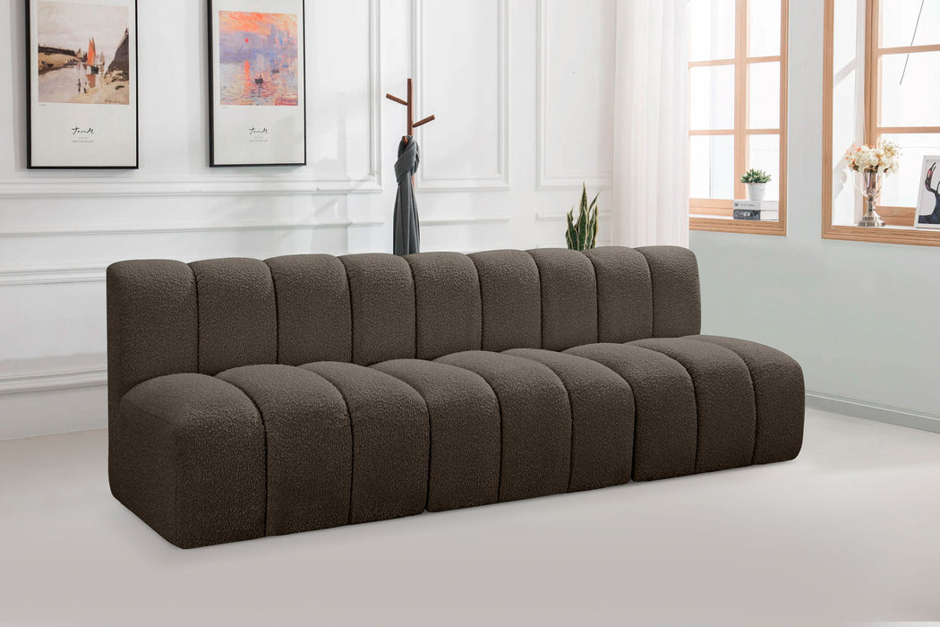 Arc - Boucle Fabric 3 Piece Modular Straight Sofa - Brown - Simple Home Plus