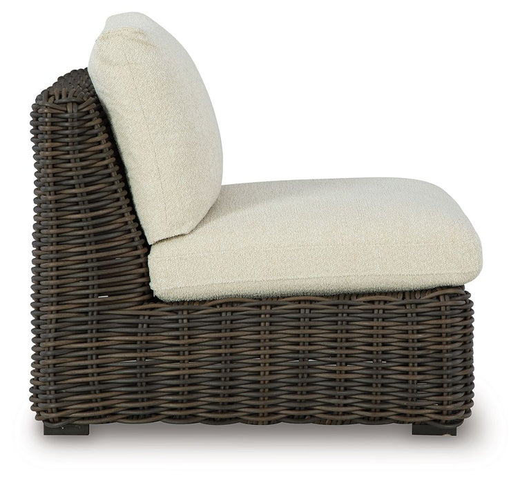 Kimora - Armless Chair With Cushion - Beige / Dark Brown - Simple Home Plus