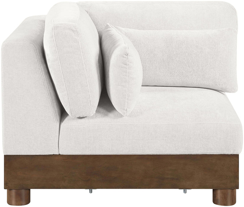 Turin - Chenille Fabric Upholstered Modular Corner Chair - Walnut Base - Simple Home Plus