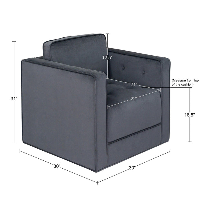 Madrid - 360° Upholstered Swivel Chair - Gray