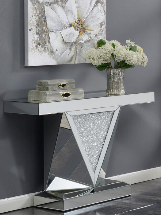 Amore - Mirrored Acrylic Entryway Sofa Console Table - Silver - Simple Home Plus