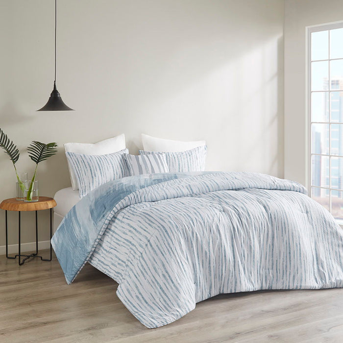 Brush Stroke - King 4 Piece Oversized Reversible Comforter Set - Blue - Simple Home Plus