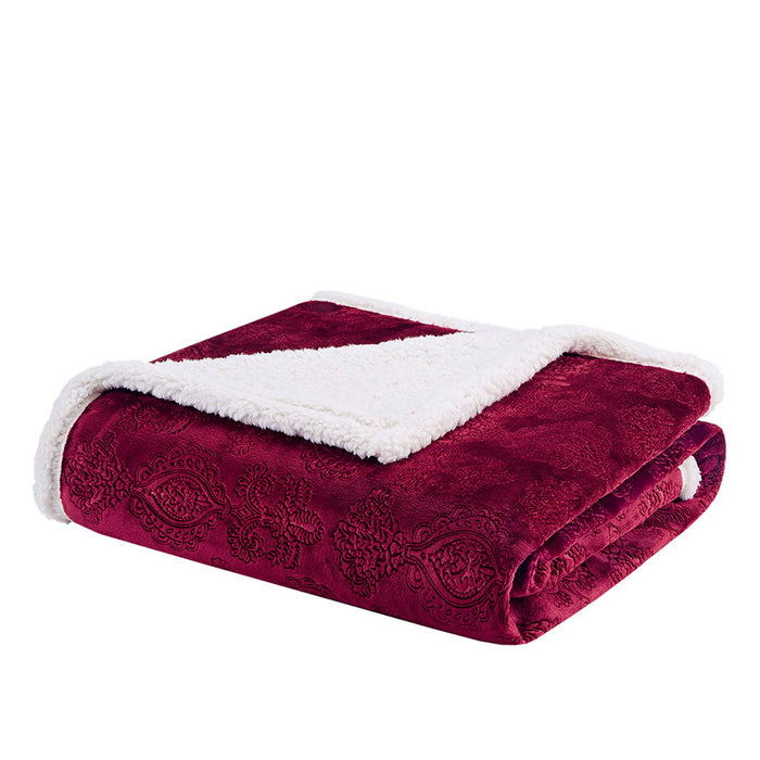 Elma - Oversized Textured Throw - Burgundy - Simple Home Plus