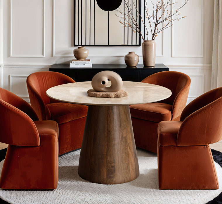 Liona - 42" Marble And Mango Wood Dining Table - Simple Home Plus