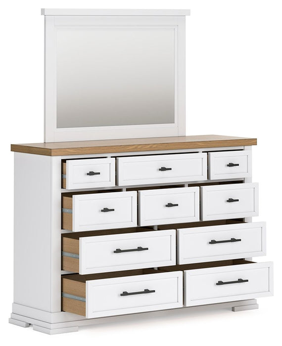 Ashbryn - White / Natural - Dresser And Mirror - Simple Home Plus