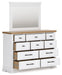 Ashbryn - White / Natural - Dresser And Mirror - Simple Home Plus
