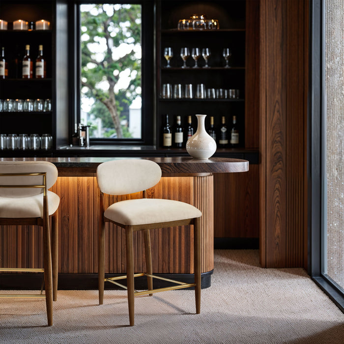 Riccio - Fabric Stool - Walnut Frame - Simple Home Plus