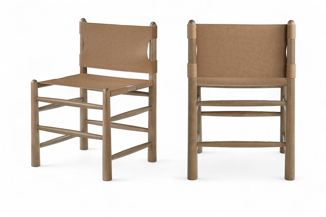Santos - Vegan Leather Upholstered Dining Chair With Stained Brown Base (Set of 2) - Simple Home Plus