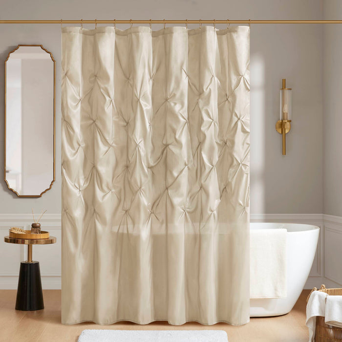 Laurel - Tufted Semi-Sheer Shower Curtain - Ivory - Simple Home Plus