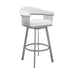 Chelsea - 25" Counter Height Swivel Bar Stool - Silver Finish And White Faux Leather - Simple Home Plus
