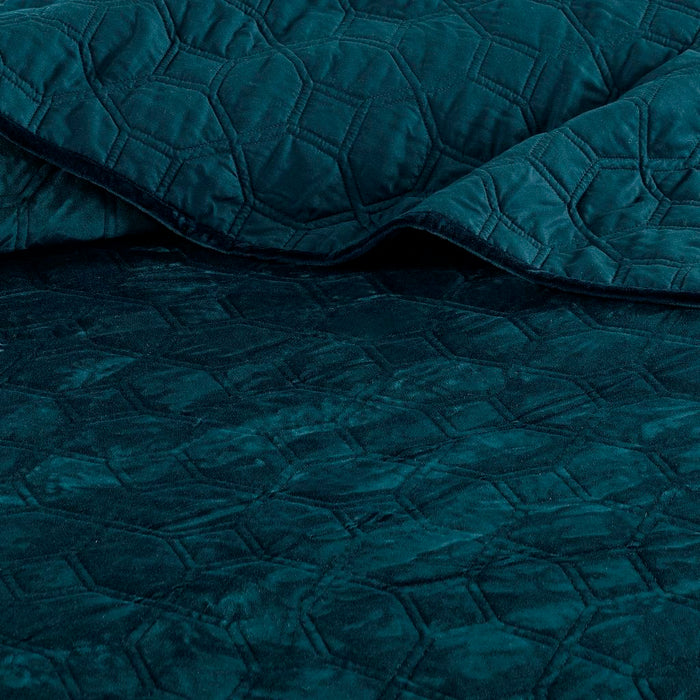 Harper - Reversible 3 Piece Coverlet Set - Teal - Simple Home Plus