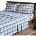 Flannel - Queen Sheet Set Cotton - Blue Plaid - Simple Home Plus