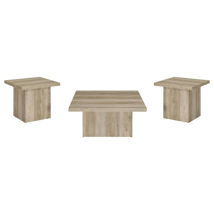 Devar - Square Coffee End Table Set - Distressed Pine - Simple Home Plus