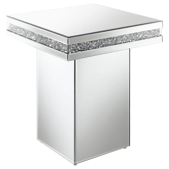 Elora - Square Mirrored Accent Side Table - Silver - Simple Home Plus