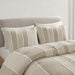 Shay - 3 Piece Striped Cotton Comforter Set - Taupe - Simple Home Plus